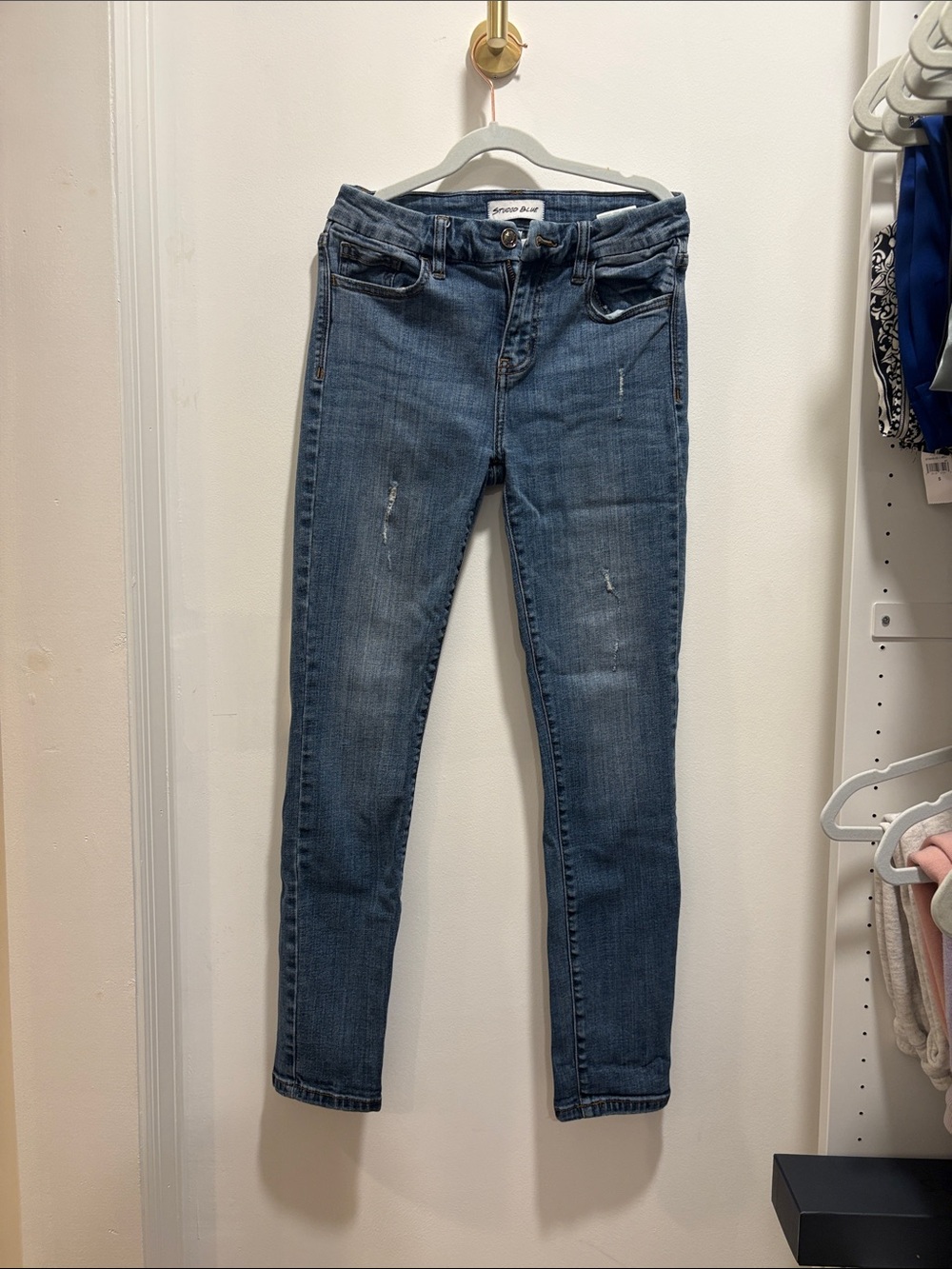 Stretch Skinny Jeans in Medium Blue by Striped Heart